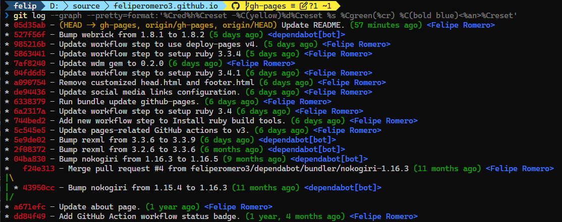 Git log output 1